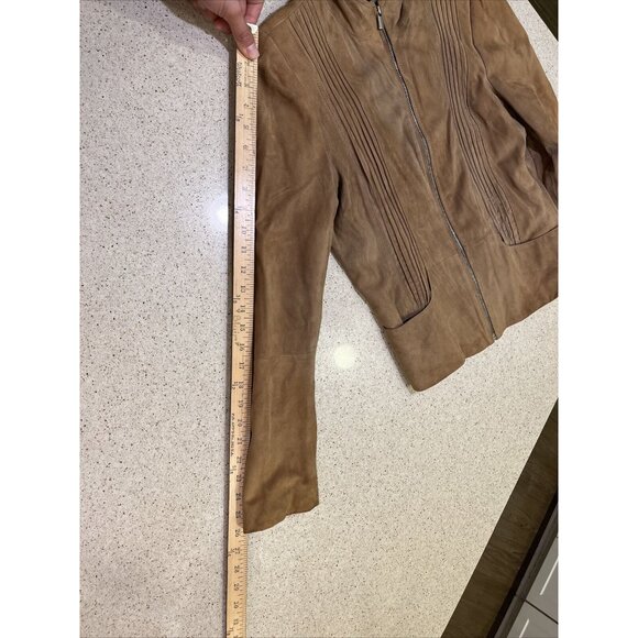 Elie Tahari Lamb Suede Brown Jacket Size Small - Picture 5 of 8